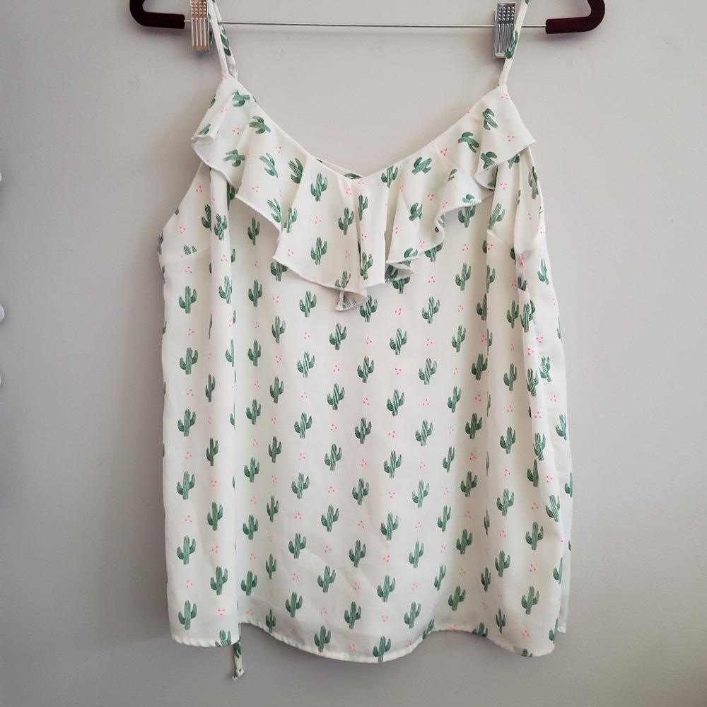 Cactus Print Ruffle Camisole